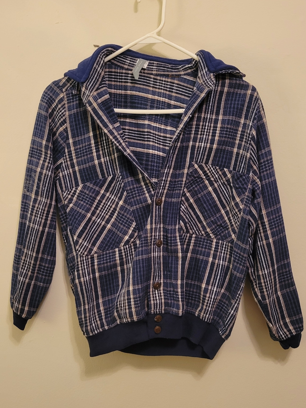 Urban Renewal | Jacket | XS - Blue Plaid Hooded Button-Up Jacket
